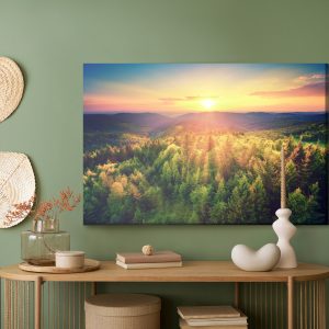 Peinture sur toile Coucher De Soleil Sur Les Collines Forestières – Image 5