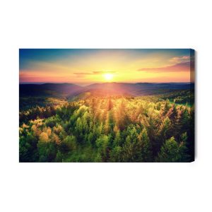 Peinture sur toile Coucher De Soleil Sur Les Collines Forestières – Image 2