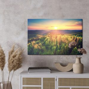 Peinture sur toile Coucher De Soleil Sur Les Collines Forestières – Image 3