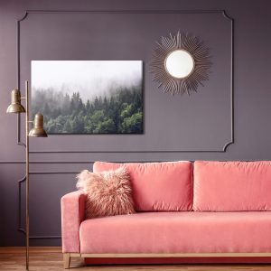 Peinture sur toile Lune Au-Dessus Des Arbres Brumeux – Image 4