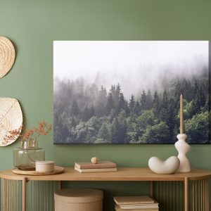 Peinture sur toile Lune Au-Dessus Des Arbres Brumeux – Image 5