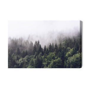 Peinture sur toile Lune Au-Dessus Des Arbres Brumeux – Image 2