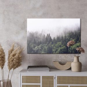 Peinture sur toile Lune Au-Dessus Des Arbres Brumeux – Image 3