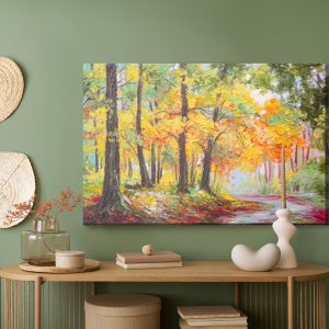 Peinture sur toile Chemin Dans La Forêt 3D D'automne – Image 5