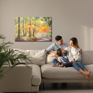 Peinture sur toile Chemin Dans La Forêt 3D D'automne – Image 7