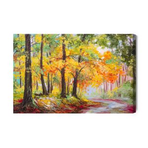 Peinture sur toile Chemin Dans La Forêt 3D D'automne – Image 2