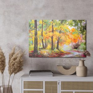 Peinture sur toile Chemin Dans La Forêt 3D D'automne – Image 3