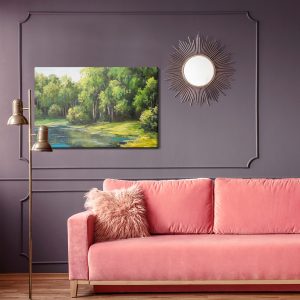 Peinture sur toile Vue Sur Le Lac Dans La Forêt – Image 4