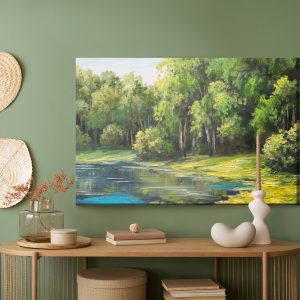 Peinture sur toile Vue Sur Le Lac Dans La Forêt – Image 5