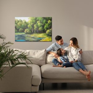 Peinture sur toile Vue Sur Le Lac Dans La Forêt – Image 7