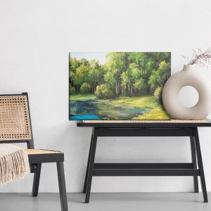 Peinture sur toile Vue Sur Le Lac Dans La Forêt – Image 6