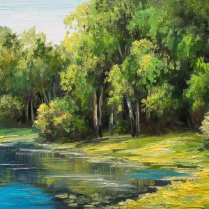 Peinture sur toile Vue Sur Le Lac Dans La Forêt – Image 1