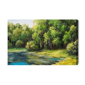 Peinture sur toile Vue Sur Le Lac Dans La Forêt – Image 2