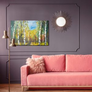 Peinture sur toile Forêt De Bouleaux Peinte – Image 4
