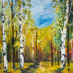 Peinture sur toile Forêt De Bouleaux Peinte – Image 1