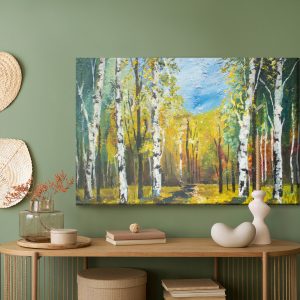 Peinture sur toile Forêt De Bouleaux Peinte – Image 5