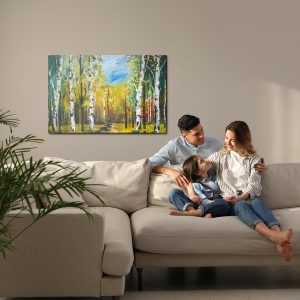 Peinture sur toile Forêt De Bouleaux Peinte – Image 7