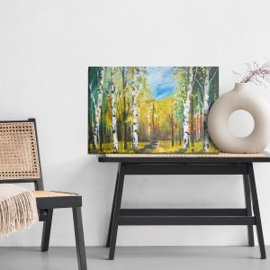 Peinture sur toile Forêt De Bouleaux Peinte – Image 6