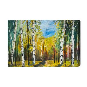 Peinture sur toile Forêt De Bouleaux Peinte – Image 2