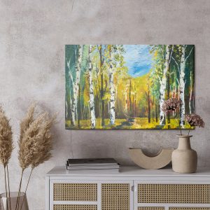 Peinture sur toile Forêt De Bouleaux Peinte – Image 3