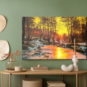 Peinture sur toile Coucher De Soleil Dans La Forêt – Image 5