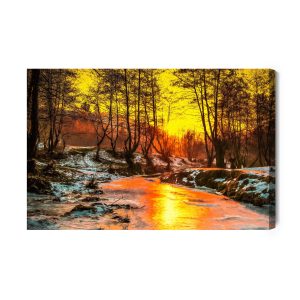 Peinture sur toile Coucher De Soleil Dans La Forêt – Image 2