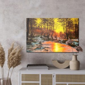 Peinture sur toile Coucher De Soleil Dans La Forêt – Image 3