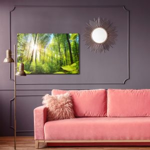 Peinture sur toile Lever Du Soleil Dans Une Forêt Verte – Image 4