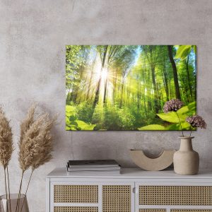 Peinture sur toile Lever Du Soleil Dans Une Forêt Verte – Image 3