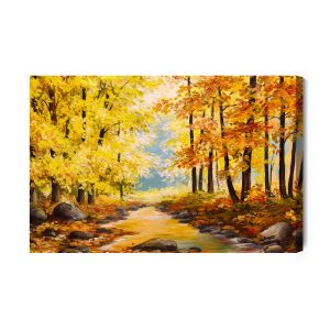 Peinture sur toile Rochers Dans La Forêt D'automne – Image 2
