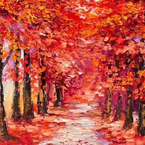 Peinture sur toile Forêt D'automne Aux Couleurs Chaudes – Image 1