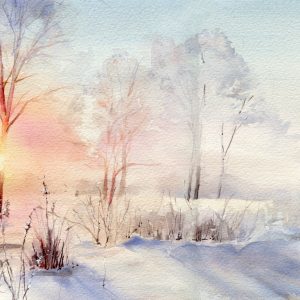 Peinture sur toile Lever Du Soleil Dans La Forêt D'hiver – Image 1