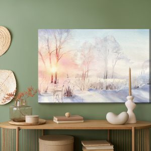 Peinture sur toile Lever Du Soleil Dans La Forêt D'hiver – Image 5