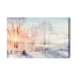 Peinture sur toile Lever Du Soleil Dans La Forêt D'hiver – Image 2
