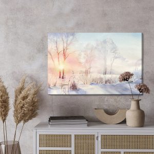 Peinture sur toile Lever Du Soleil Dans La Forêt D'hiver – Image 3