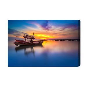 Peinture sur toile Bateau Au Coucher Du Soleil – Image 2