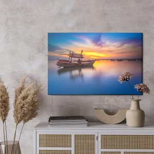 Peinture sur toile Bateau Au Coucher Du Soleil – Image 3