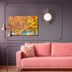 Peinture sur toile Passerelle Dans La Forêt D'automne – Image 4
