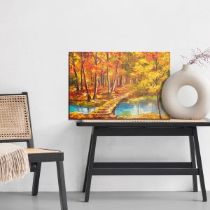 Peinture sur toile Passerelle Dans La Forêt D'automne – Image 6