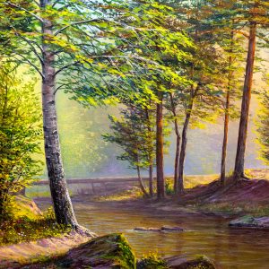 Peinture sur toile Rivière Dans La Forêt D'été – Image 1