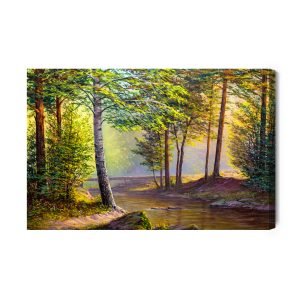 Peinture sur toile Rivière Dans La Forêt D'été – Image 2