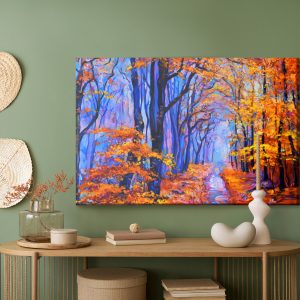 Peinture sur toile Forêt Bleu-Orange – Image 5