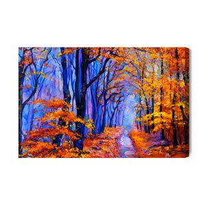 Peinture sur toile Forêt Bleu-Orange – Image 2