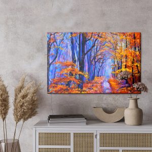 Peinture sur toile Forêt Bleu-Orange – Image 3