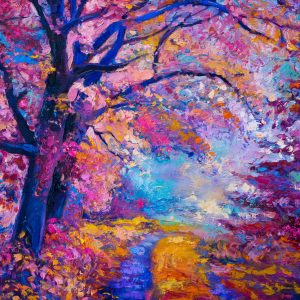 Peinture sur toile Un Chemin Dans Une Forêt Colorée – Image 1