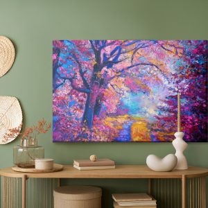 Peinture sur toile Un Chemin Dans Une Forêt Colorée – Image 5