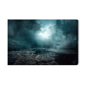 Peinture sur toile Rivière Dans Une Forêt Brumeuse – Image 2