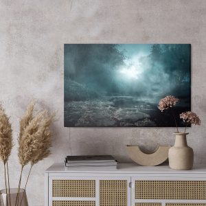 Peinture sur toile Rivière Dans Une Forêt Brumeuse – Image 3