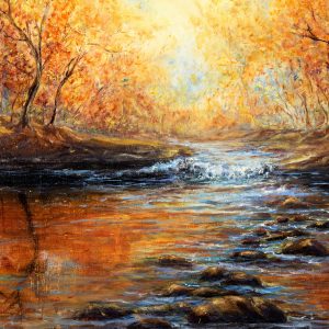 Peinture sur toile Rivière Dans La Forêt D'automne – Image 1