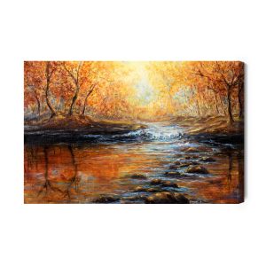 Peinture sur toile Rivière Dans La Forêt D'automne – Image 2